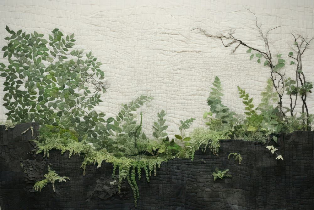Green foliage architecture vegetation painting.