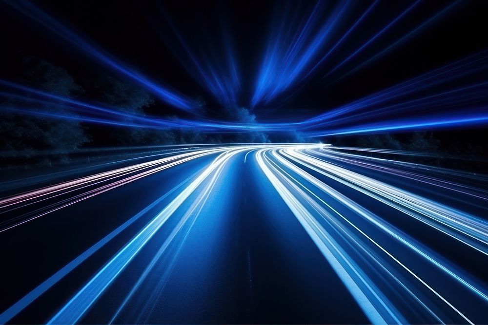 Blue light highway road lighting. Free Photo rawpixel