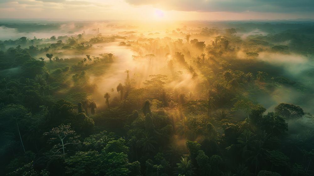 Jungle rainforest aerial view vegetation.