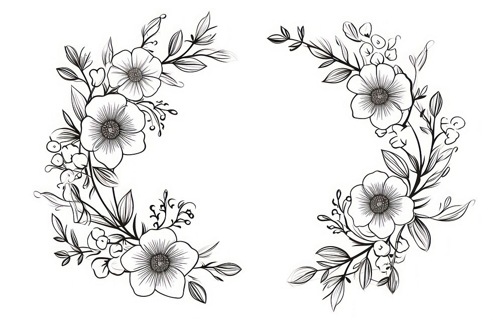 Floral frame with flowers illustrated graphics pattern.