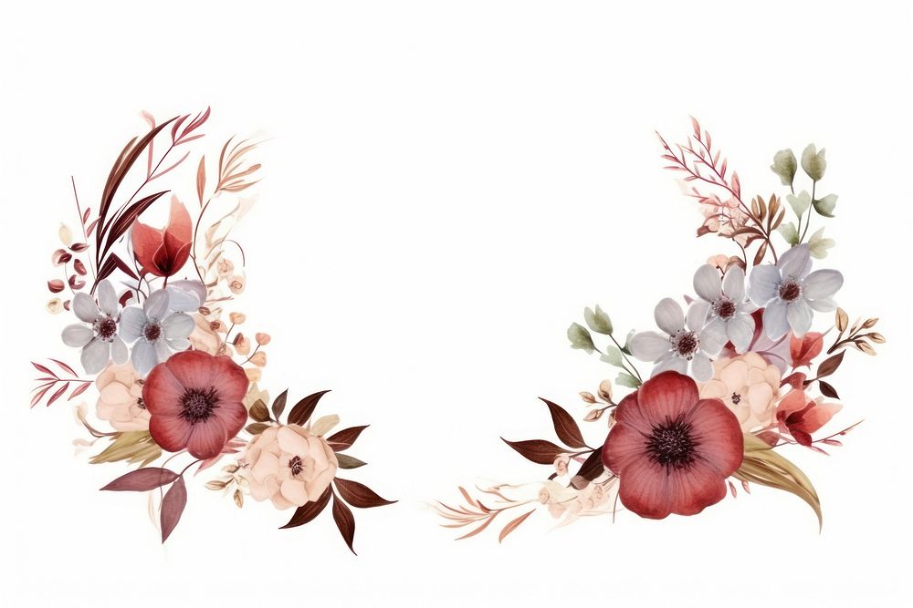 Floral frame with flowers graphics painting pattern.