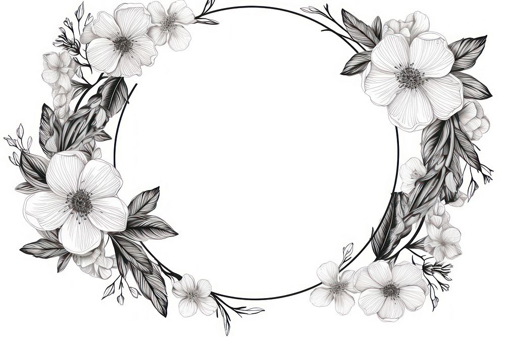 Floral frame with flowers illustrated graphics pattern.