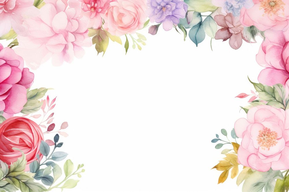 Horizontal Seamless Watercolor Floral Border graphics painting pattern.