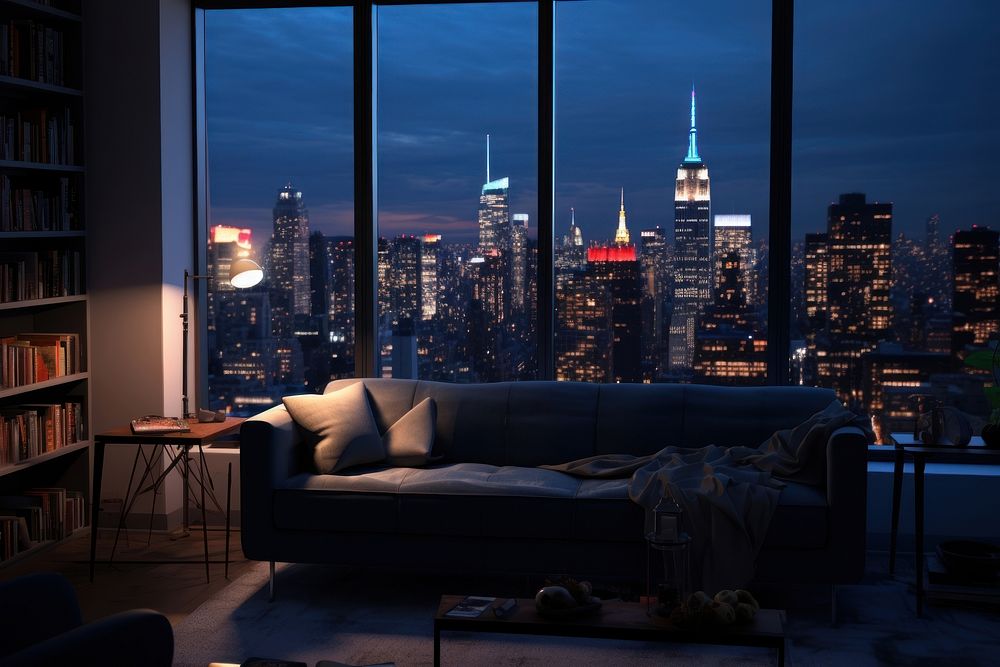 New york Apartment lighting city architecture.