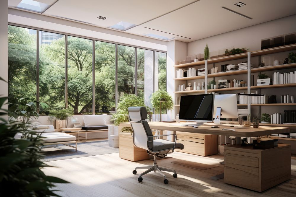 Office interior design electronics furniture.