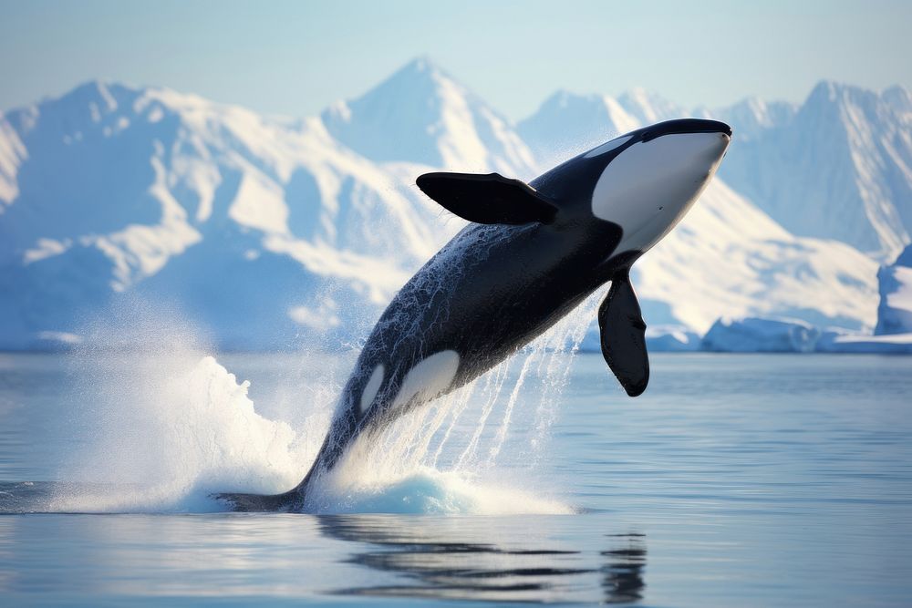 Orca Breaching orca animal mammal.