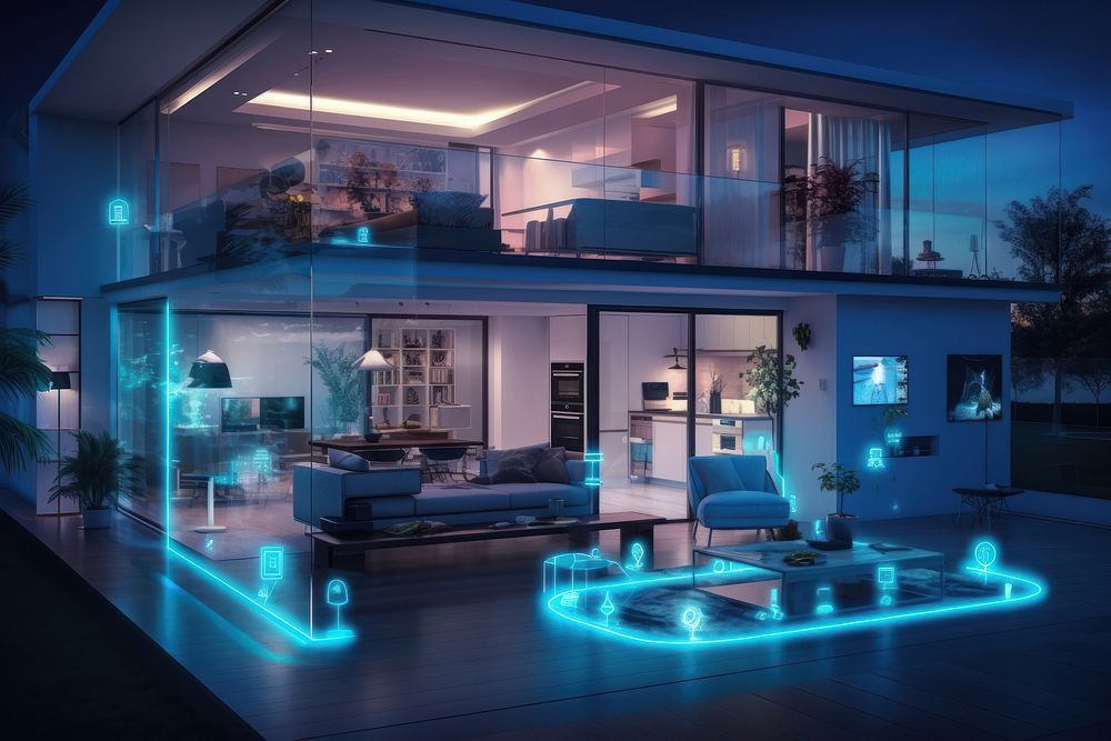 Photo of a smart home architecture electronics furniture.
