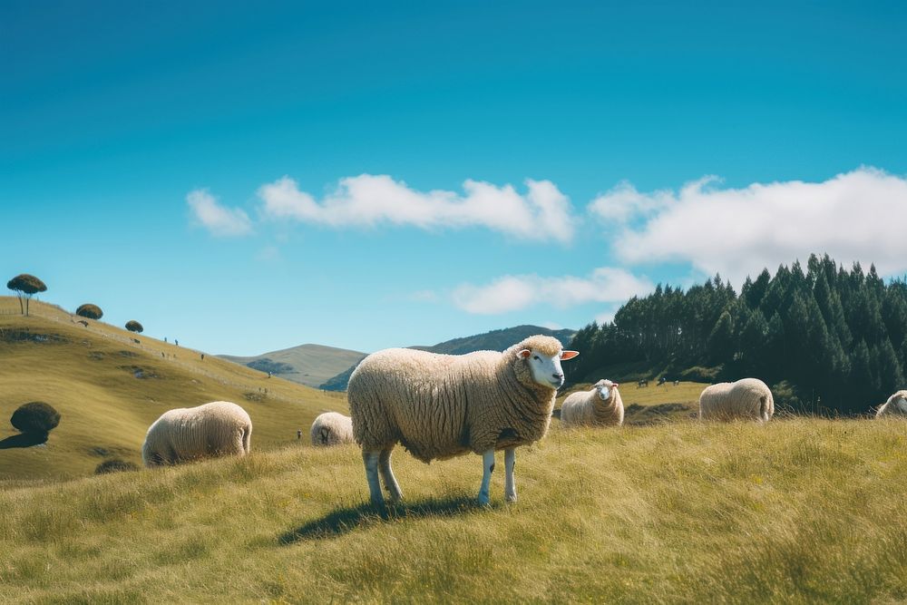 Sheep countryside grassland livestock.