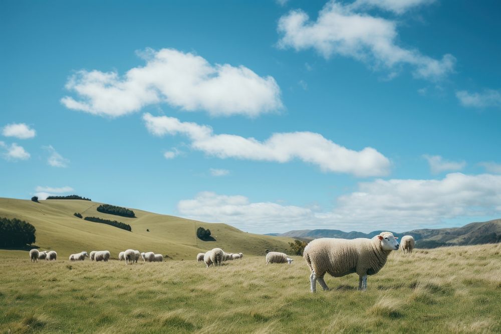 Sheep countryside grassland livestock.
