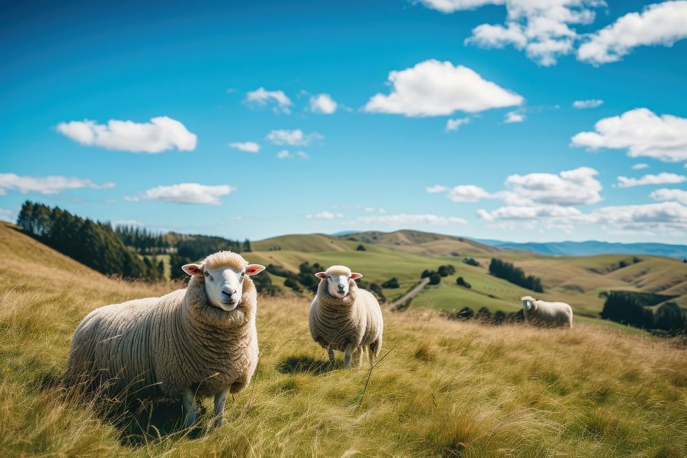Sheep countryside livestock grassland.