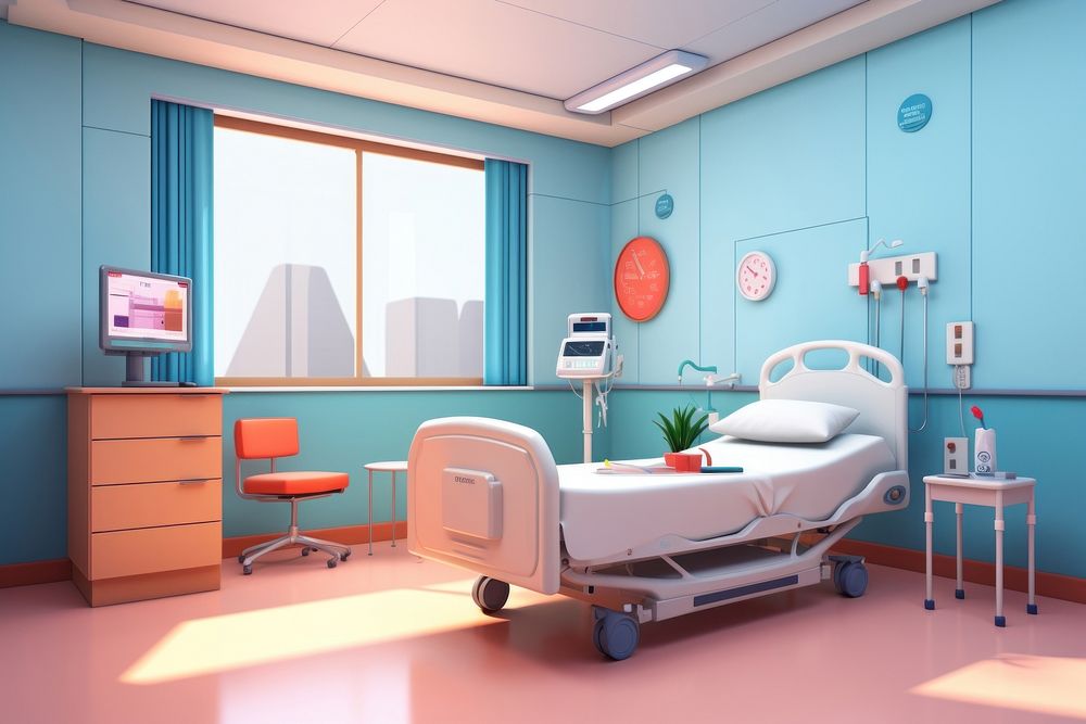 Recovery Room with beds and comfortable medical hospital architecture electronics.