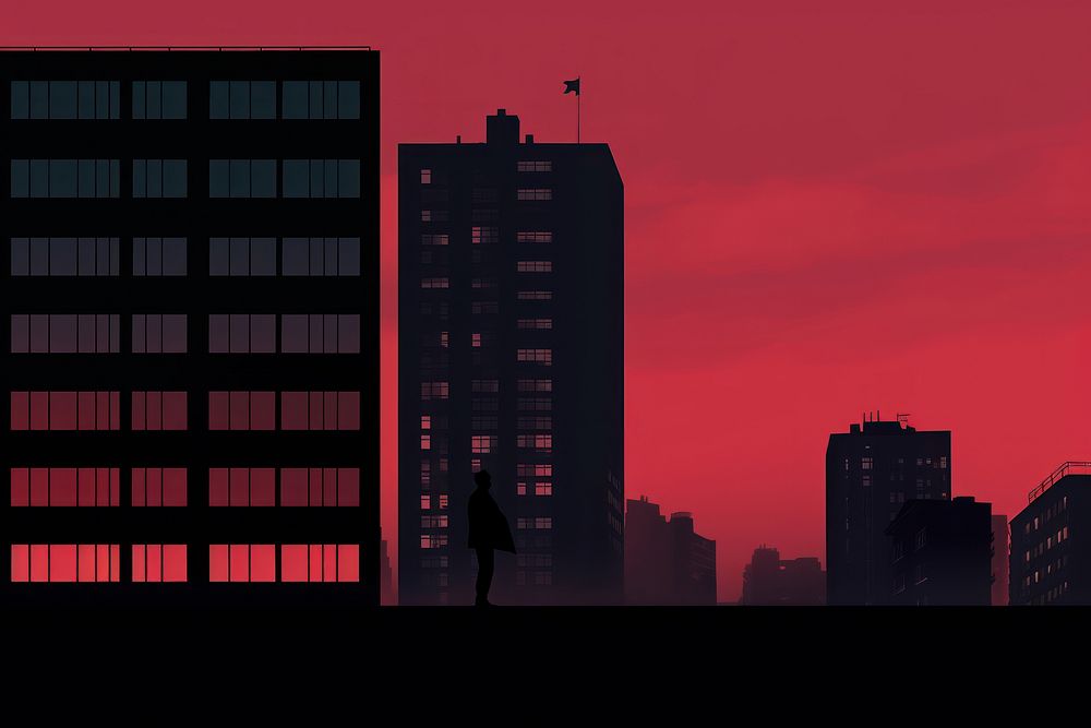 Illustration of building silhouette architecture outdoors.