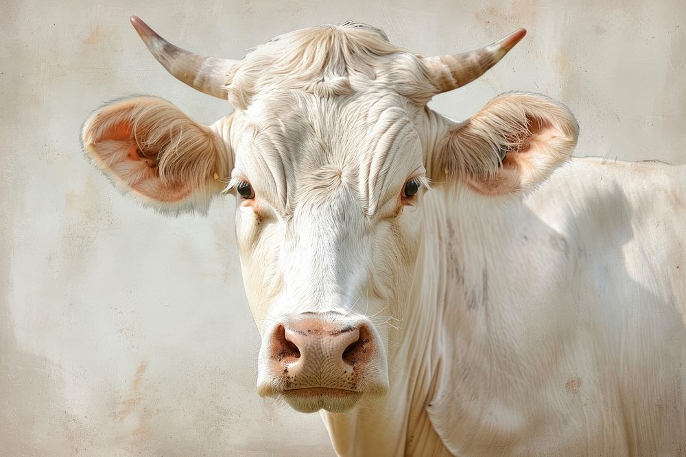 Close up on pale cow livestock animal mammal.