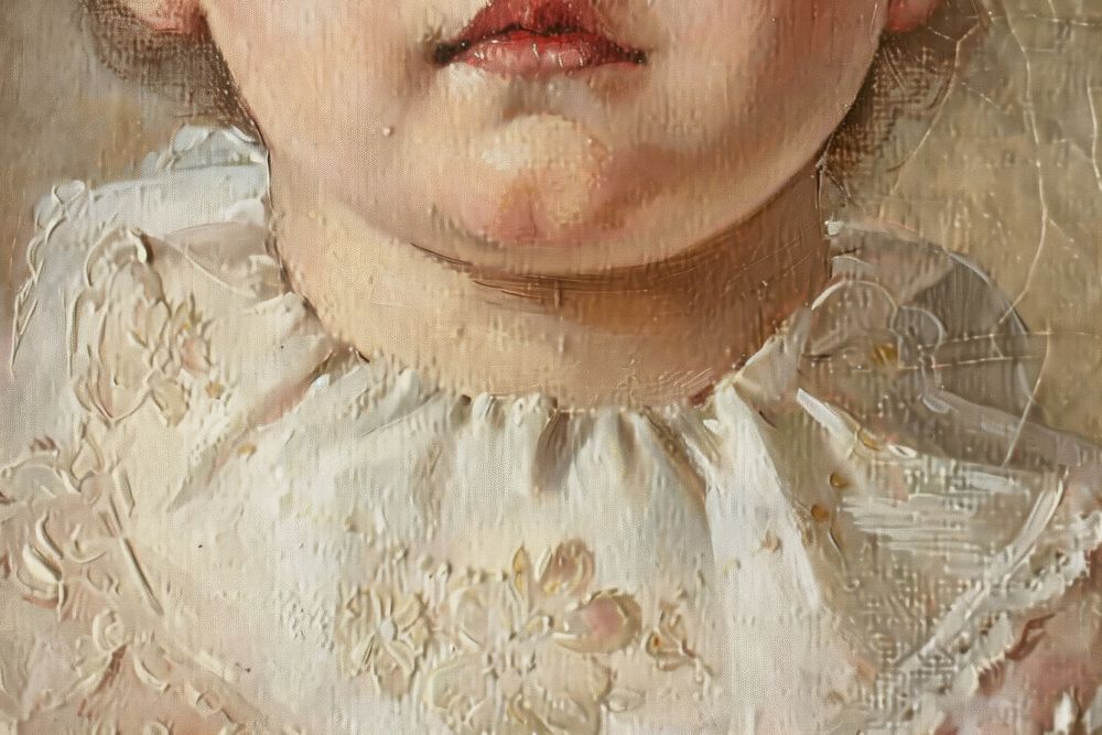 Close up on pale bib painting person human.