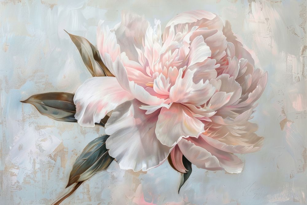 Close up on pale peony painting carnation blossom.