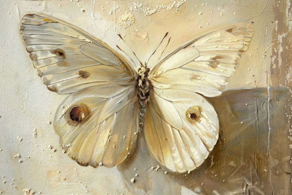 Close up on pale butterfly painting invertebrate wedding.