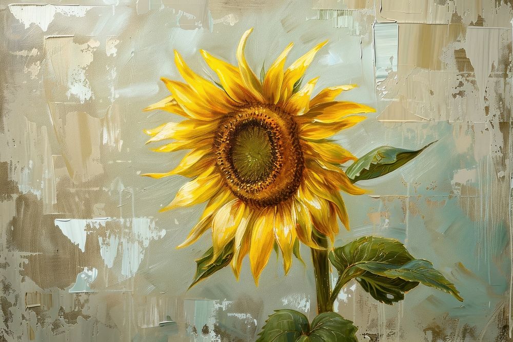 Close up on pale sunflower painting blossom plant.