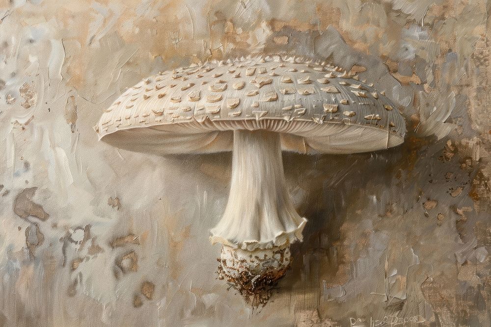 Close up on pale mushroom amanita fungus agaric.