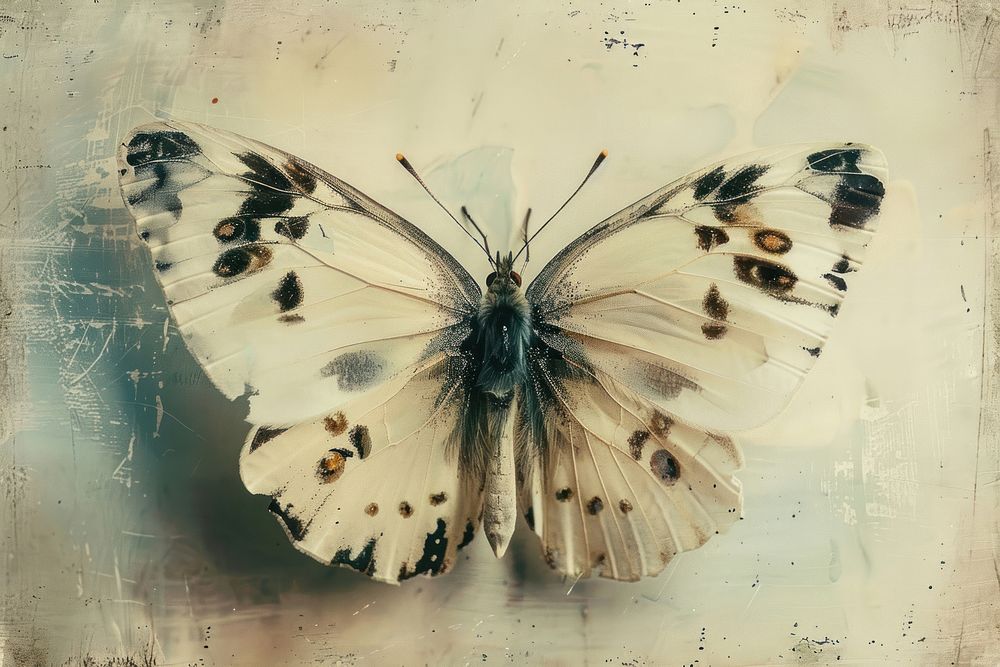 Close up on pale butterfly painting invertebrate animal.
