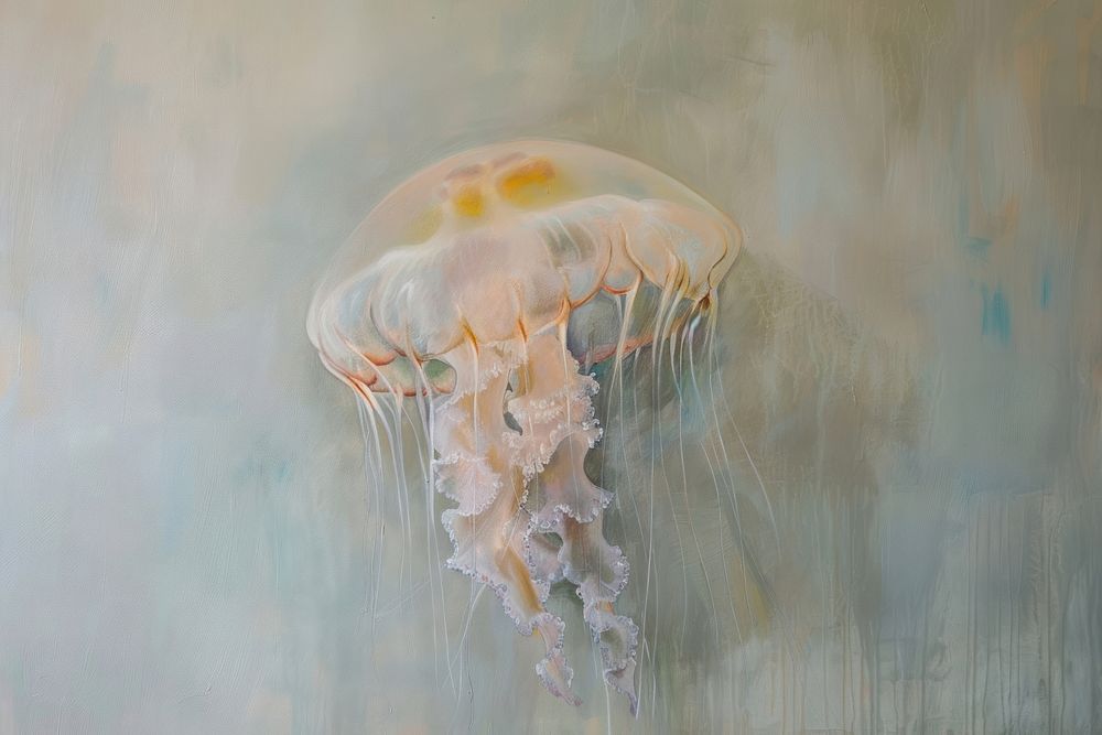 Close up on pale jellyfish invertebrate animal person.