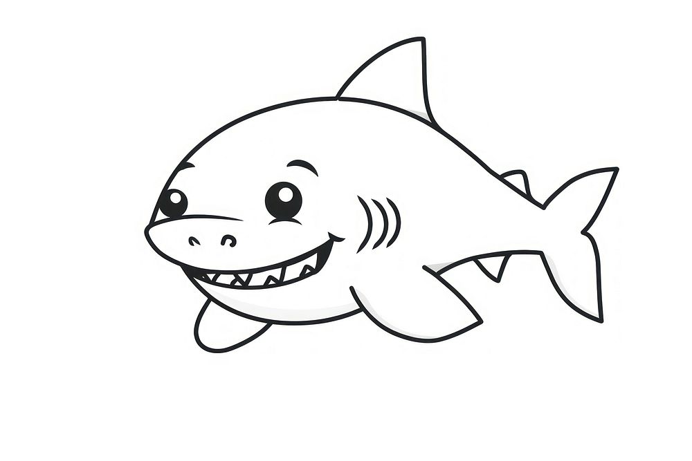 Shark art illustrated stencil.