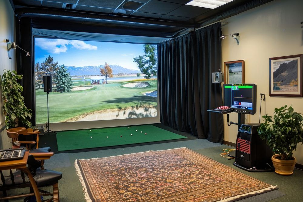 Golf simulator electronics accessories television.