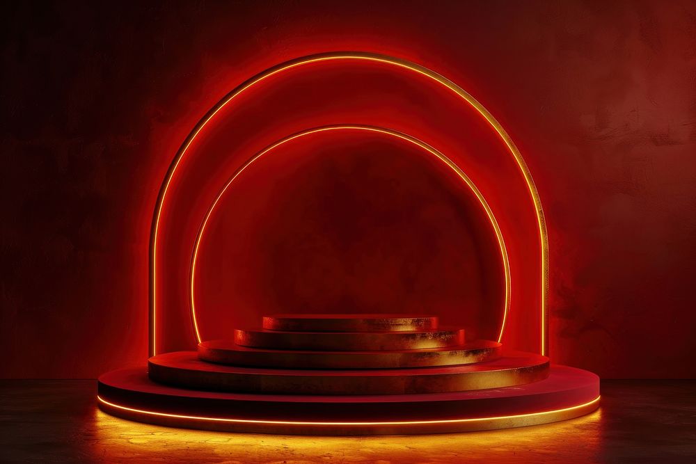 Red and gold podium light stage disk.
