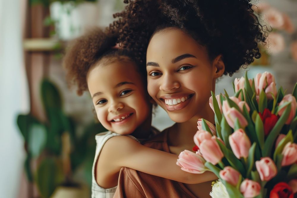 African american family flower happy photo.