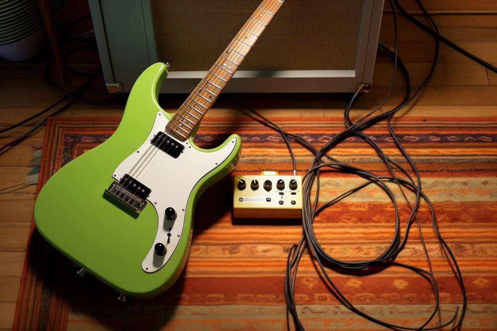 Guitar electric guitar rug musical instrument.