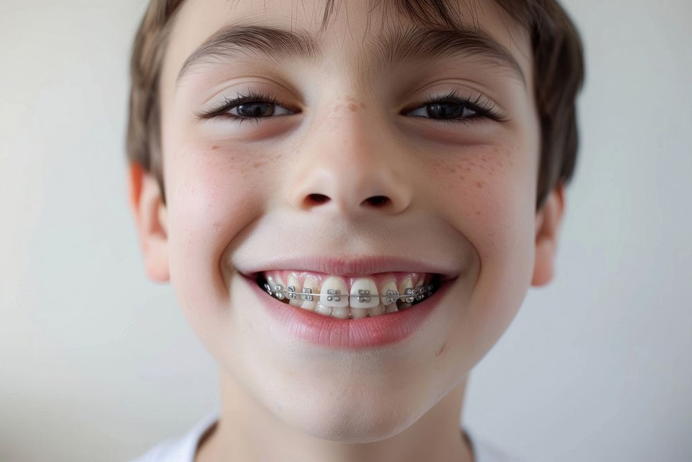Boy smile and teeth with braces person happy human.