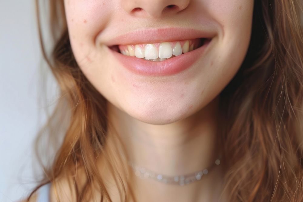 Girl smile and teeth with retainer accessories accessory necklace.