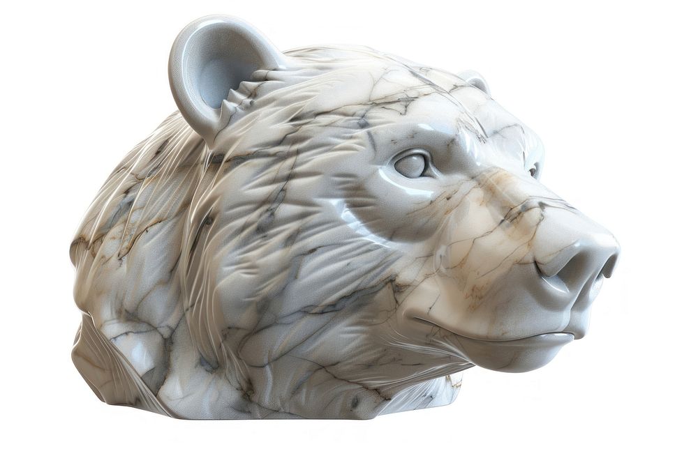 Marble bear head sculpture porcelain pottery person.