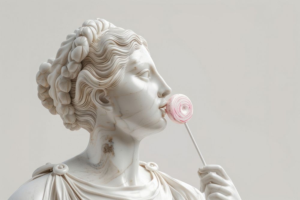 Marble greek woman sculpture confectionery clothing lollipop.