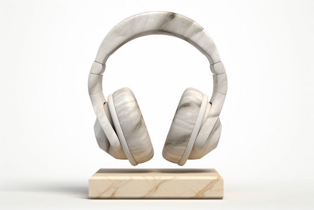 Marble headphones sculpture electronics headset smoke pipe.