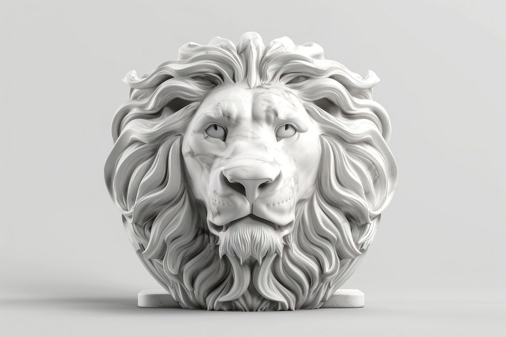 Marble lion head sculpture medication porcelain wildlife.
