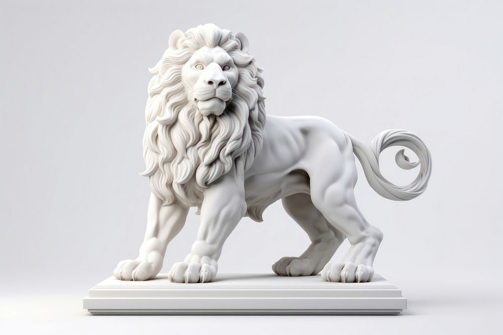Marble lion sculpture wildlife figurine animal.