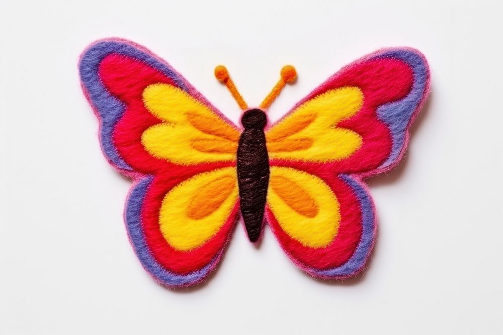 Felt stickers of a single butterfly invertebrate handicraft applique.