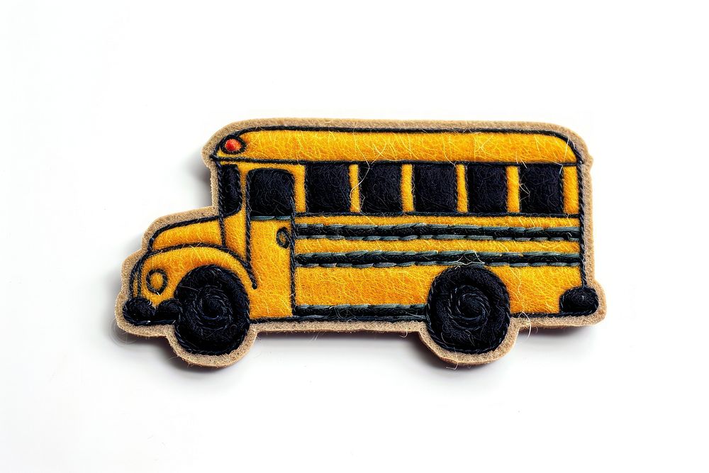 Felt stickers of a single school bus transportation vehicle.