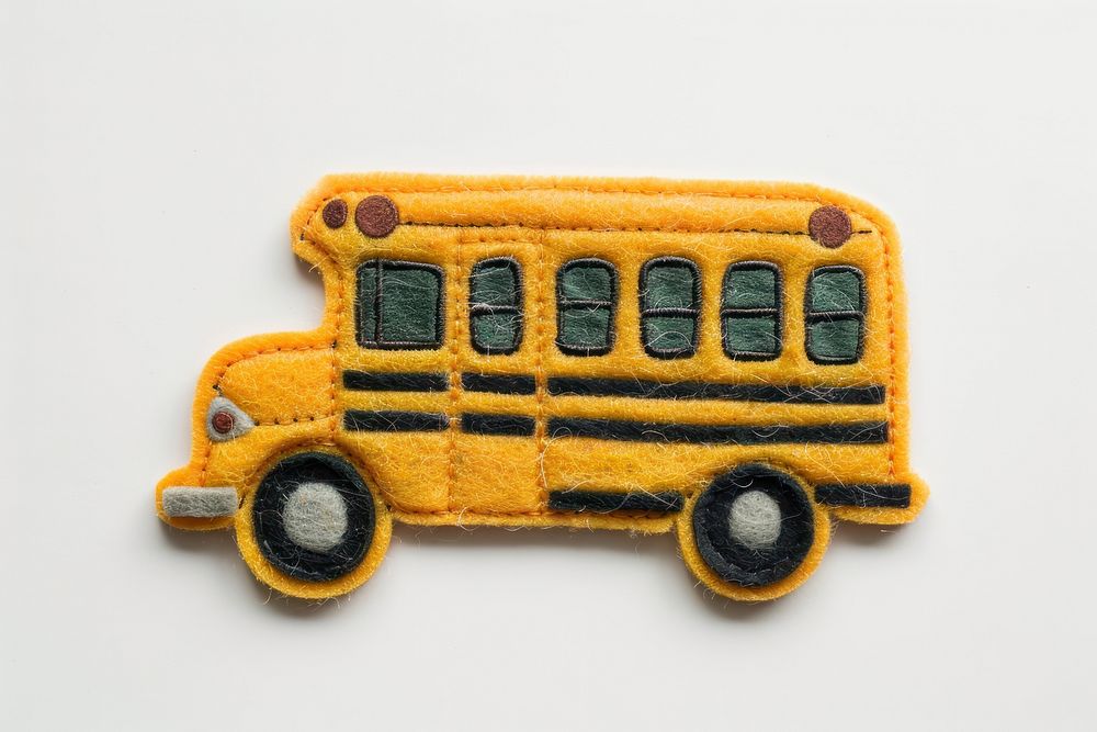Felt stickers of a single school bus transportation automobile vehicle.