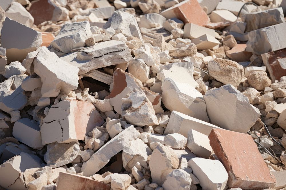 A pile of rubble after an earthquake rock.