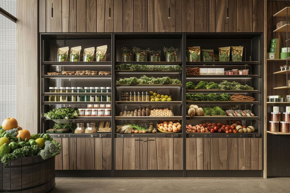 Shelf plant grocery store refrigerator.
