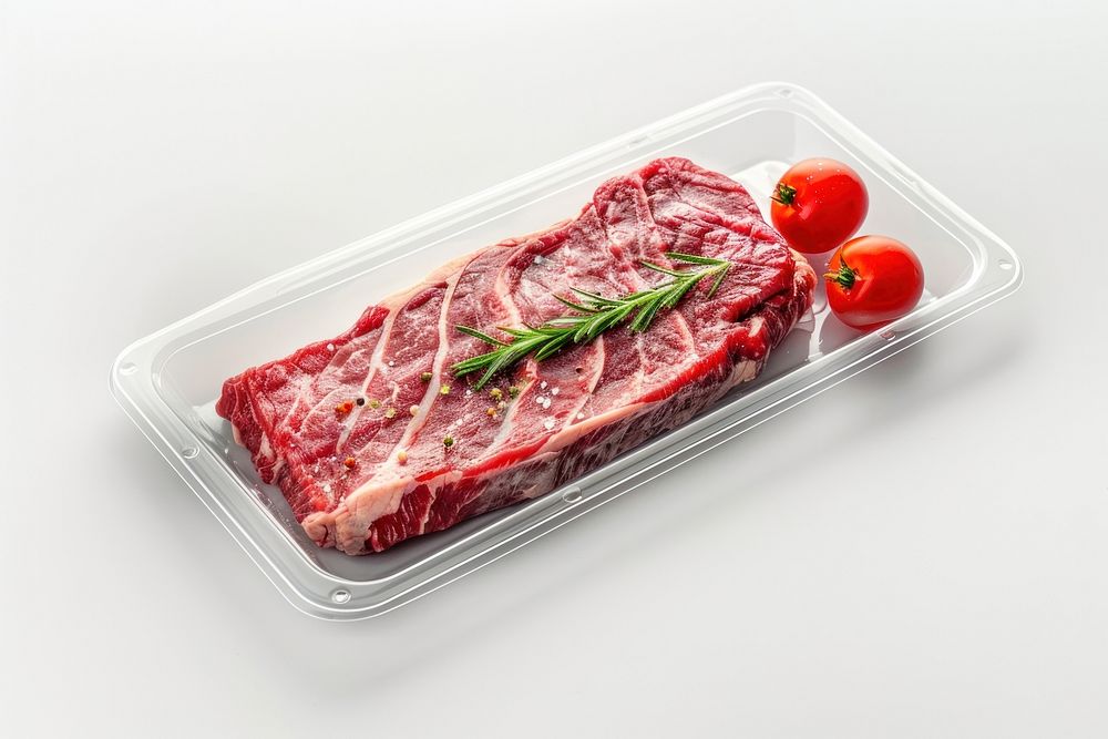 Packaging design for frozen raw steak food meat pork.