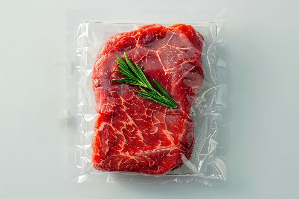 HOLYCOW Steak frozen food packaging in a modern kitchen setting