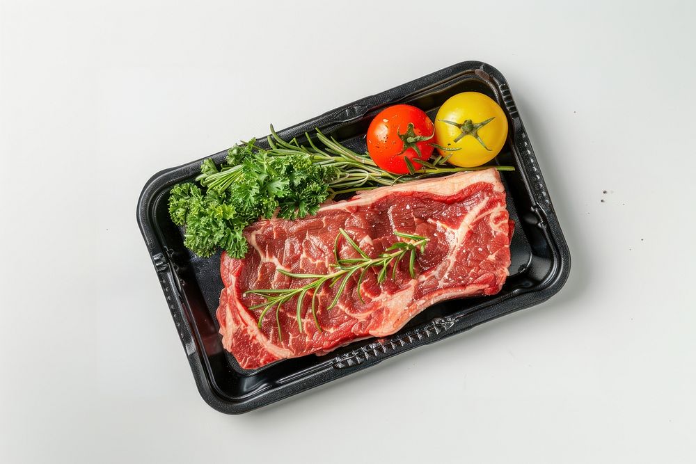 Packaging design for frozen raw steak mutton food meat.