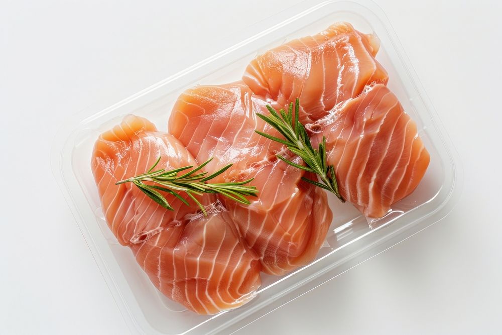 Packaging for frozen perfect raw chicken meat raw salmon seafood.