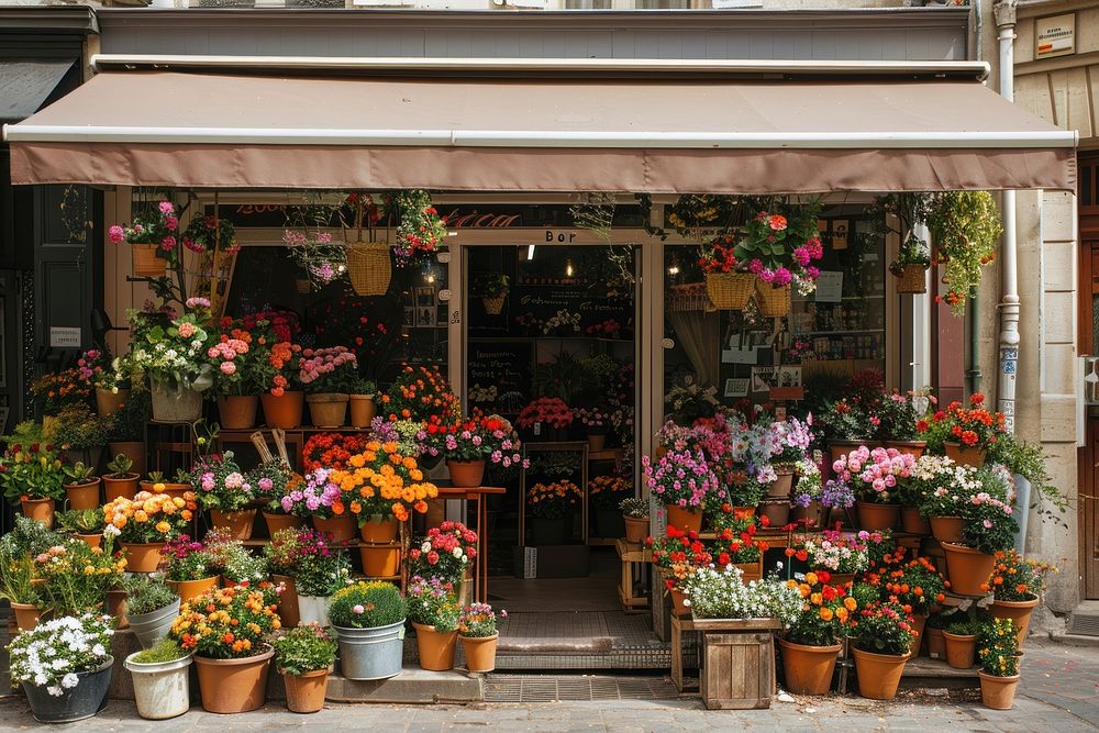A front view of a modern flower shop pot cookware blossom.