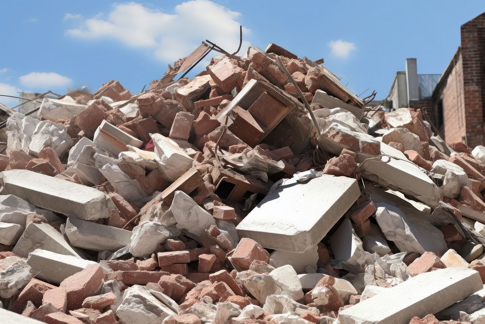 A pile of rubble after an earthquake.