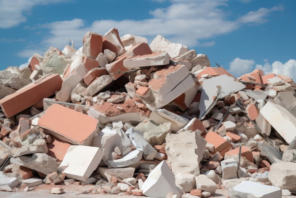 A pile of rubble after an earthquake.