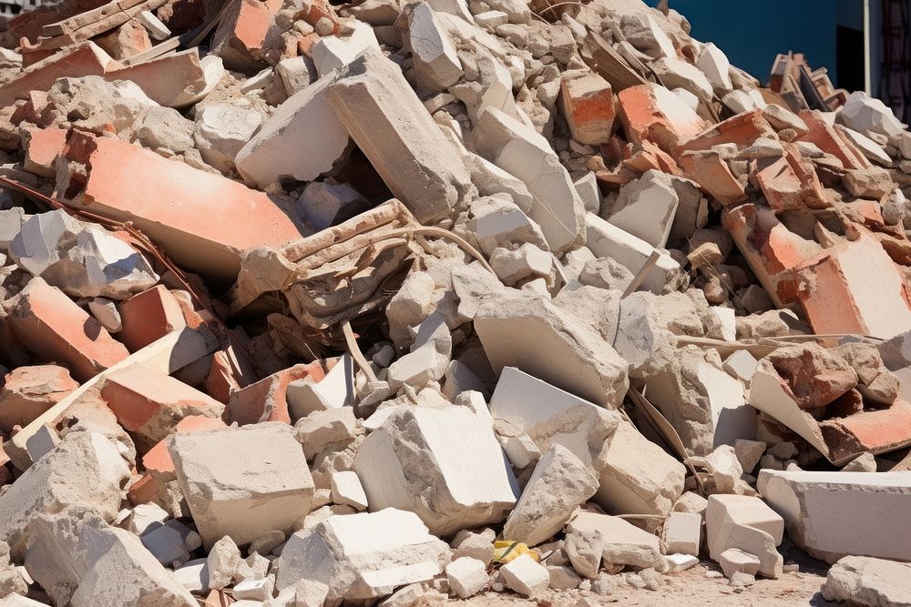 A pile of rubble after an earthquake person human rock.