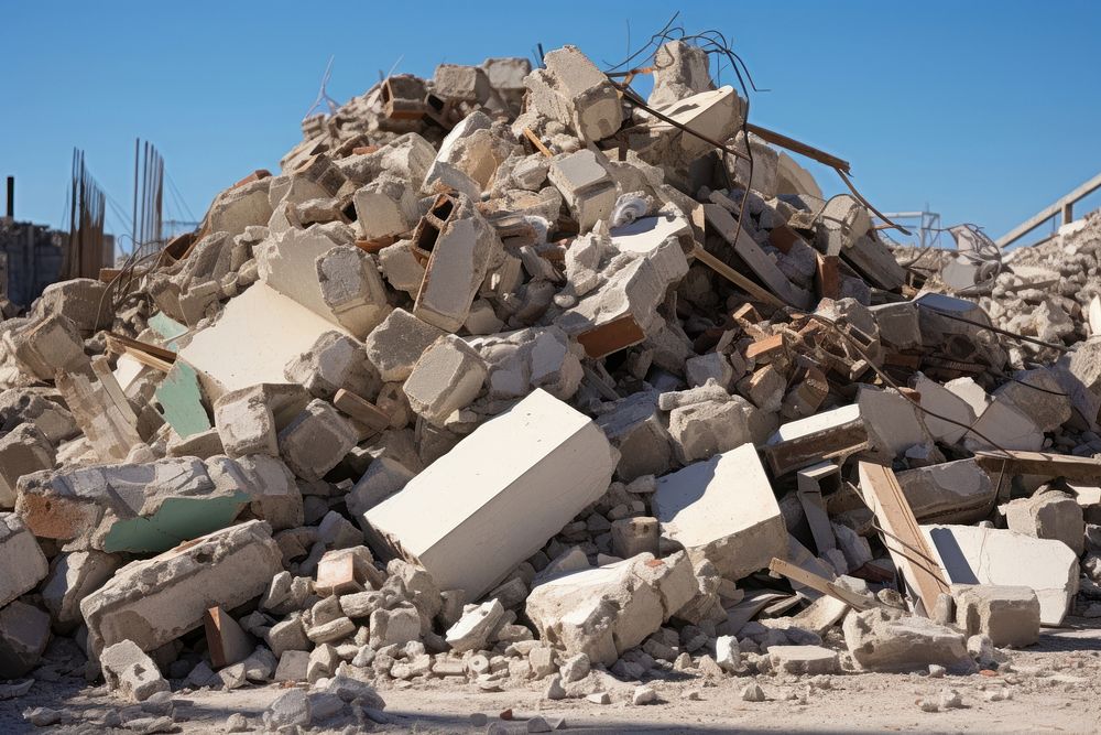 A pile of rubble after an earthquake.